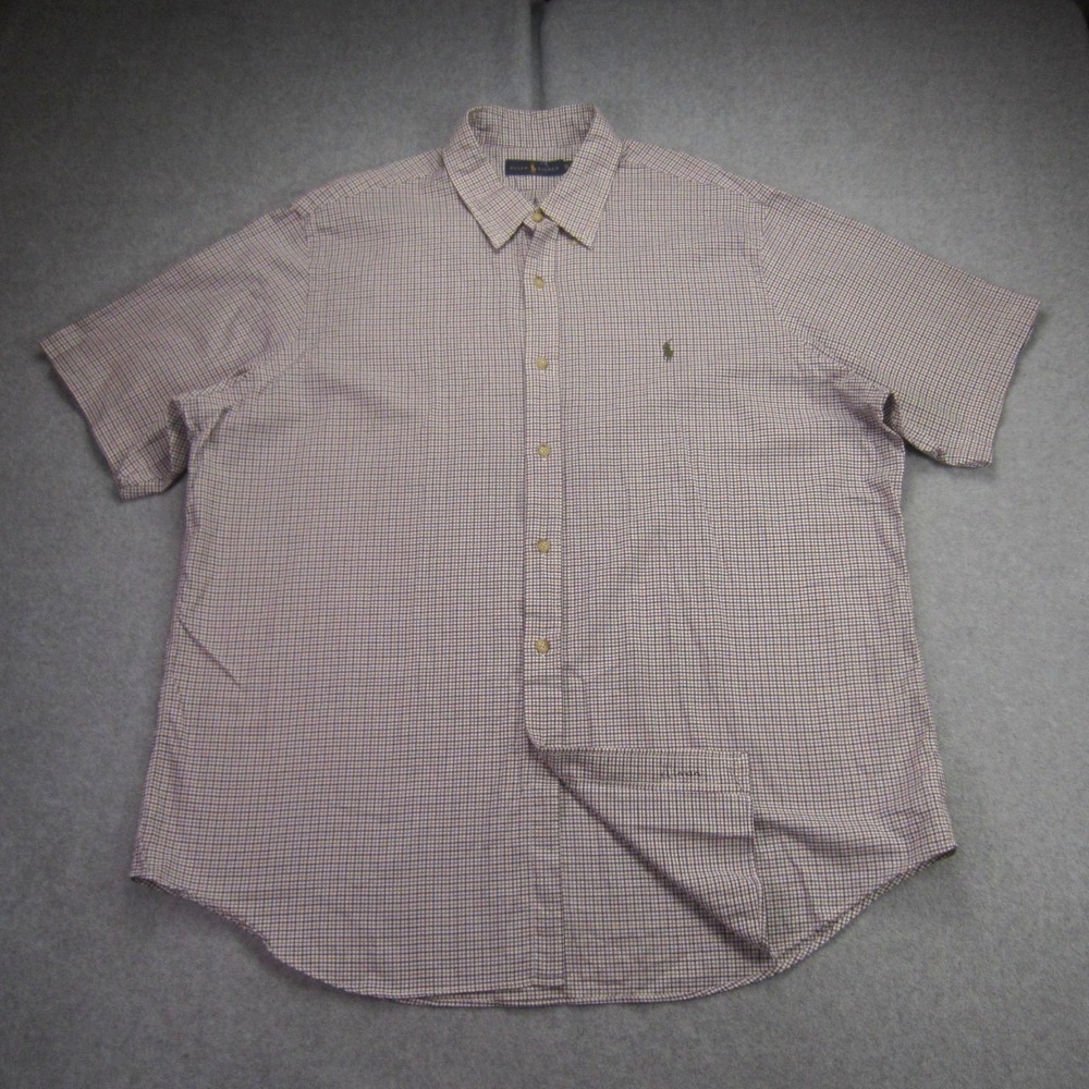 Ralph Lauren Shirt Mens XXL Multicolor Plaid Short Sleeve Button Down Casual